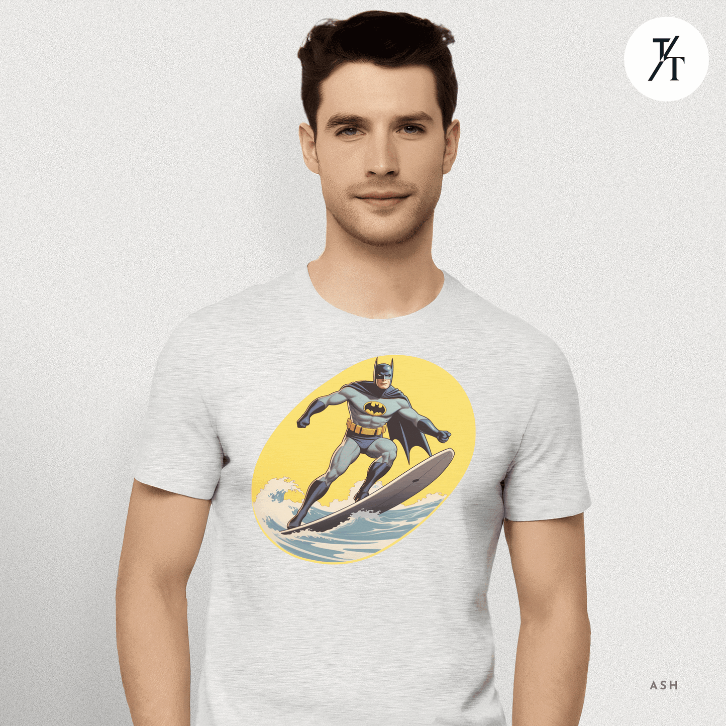 Surfing Superhero Retro Funny Bat Parody Graphic Tee - Trendy/Timeless Studio