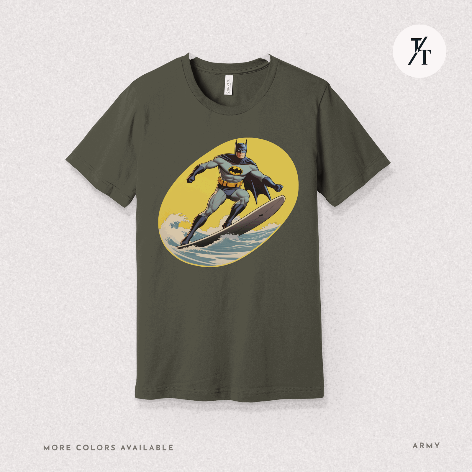 Surfing Superhero Retro Funny Bat Parody Graphic Tee - Trendy/Timeless Studio