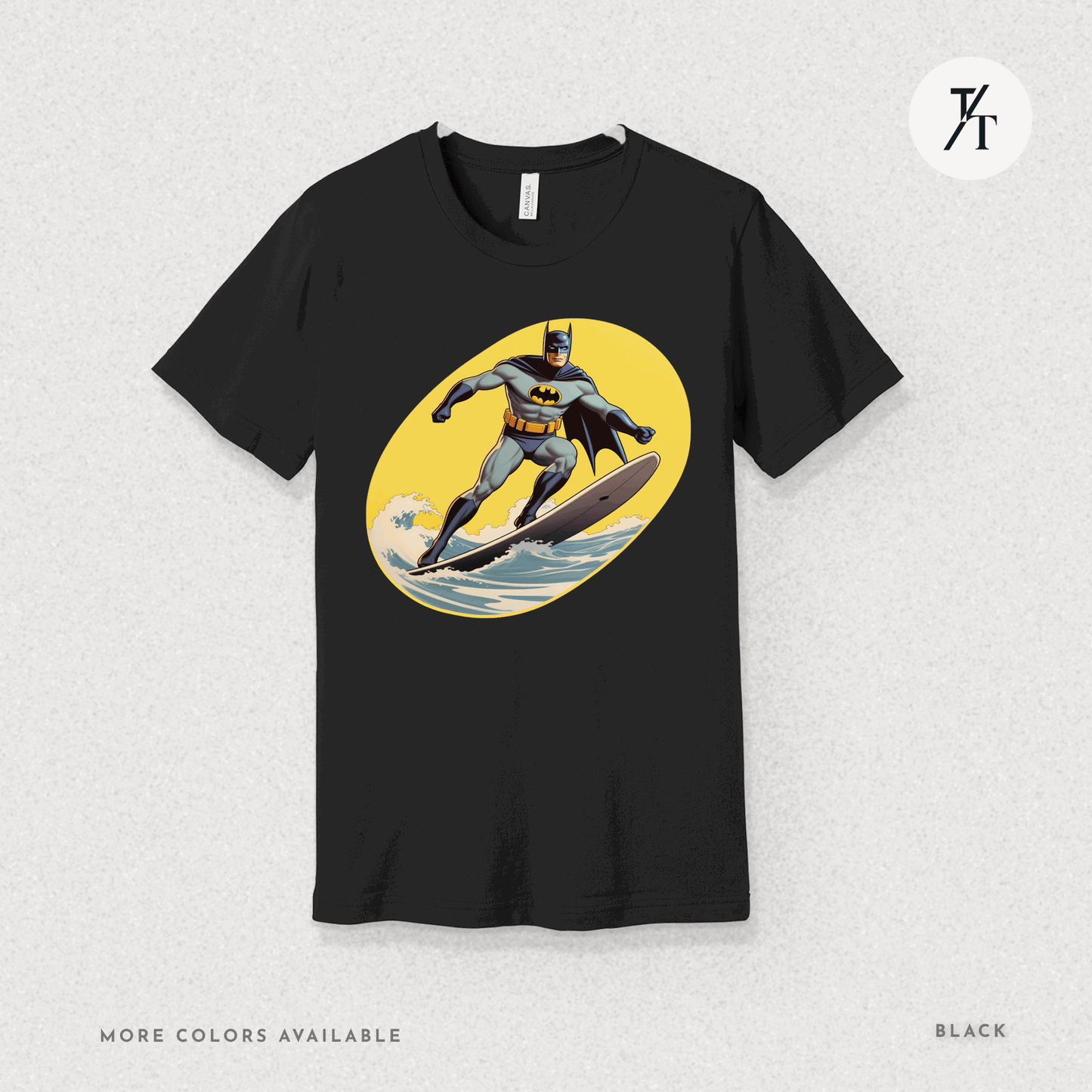 Surfing Superhero Retro Funny Bat Parody Graphic Tee - Trendy/Timeless Studio