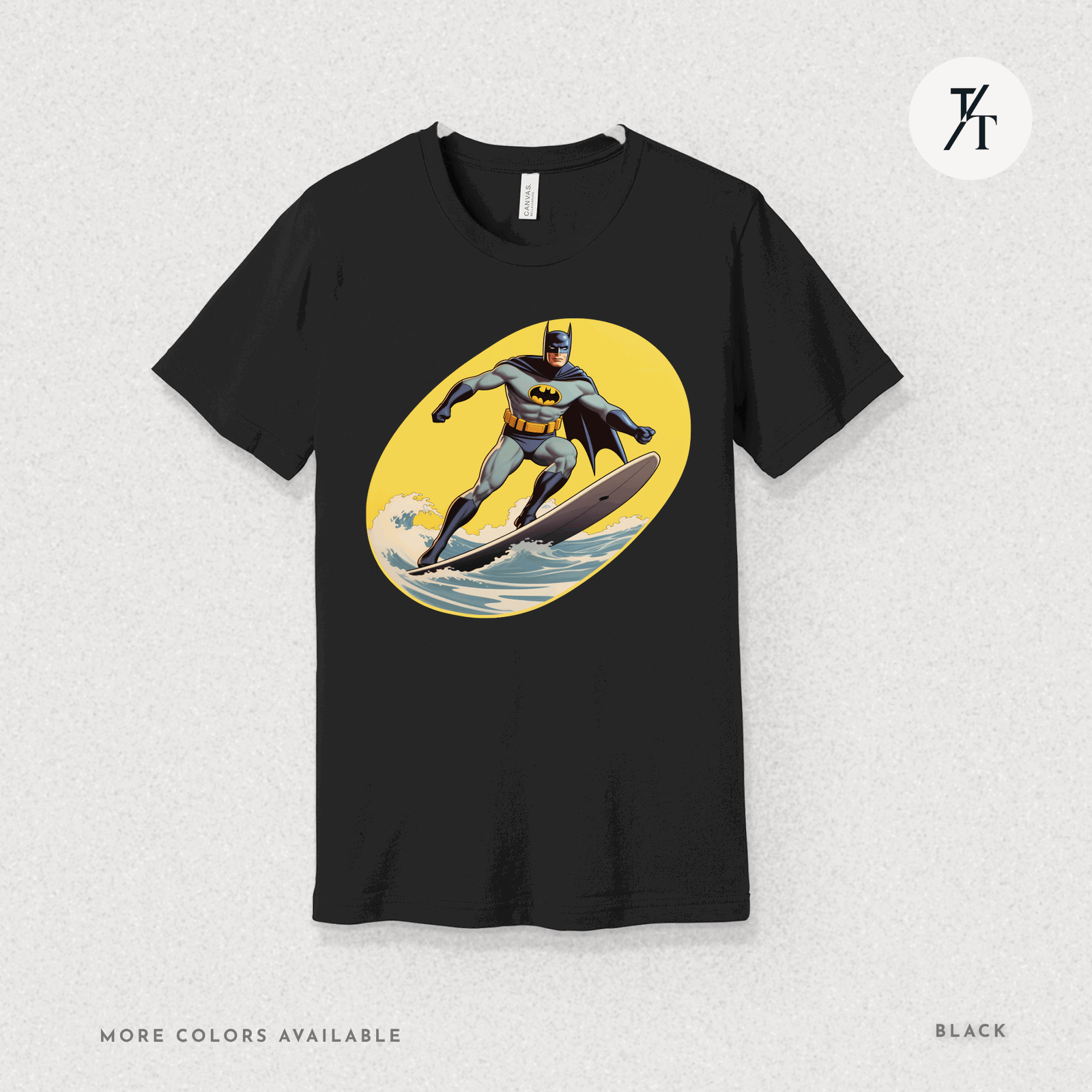 Surfing Superhero Retro Funny Bat Parody Graphic Tee - Trendy/Timeless Studio