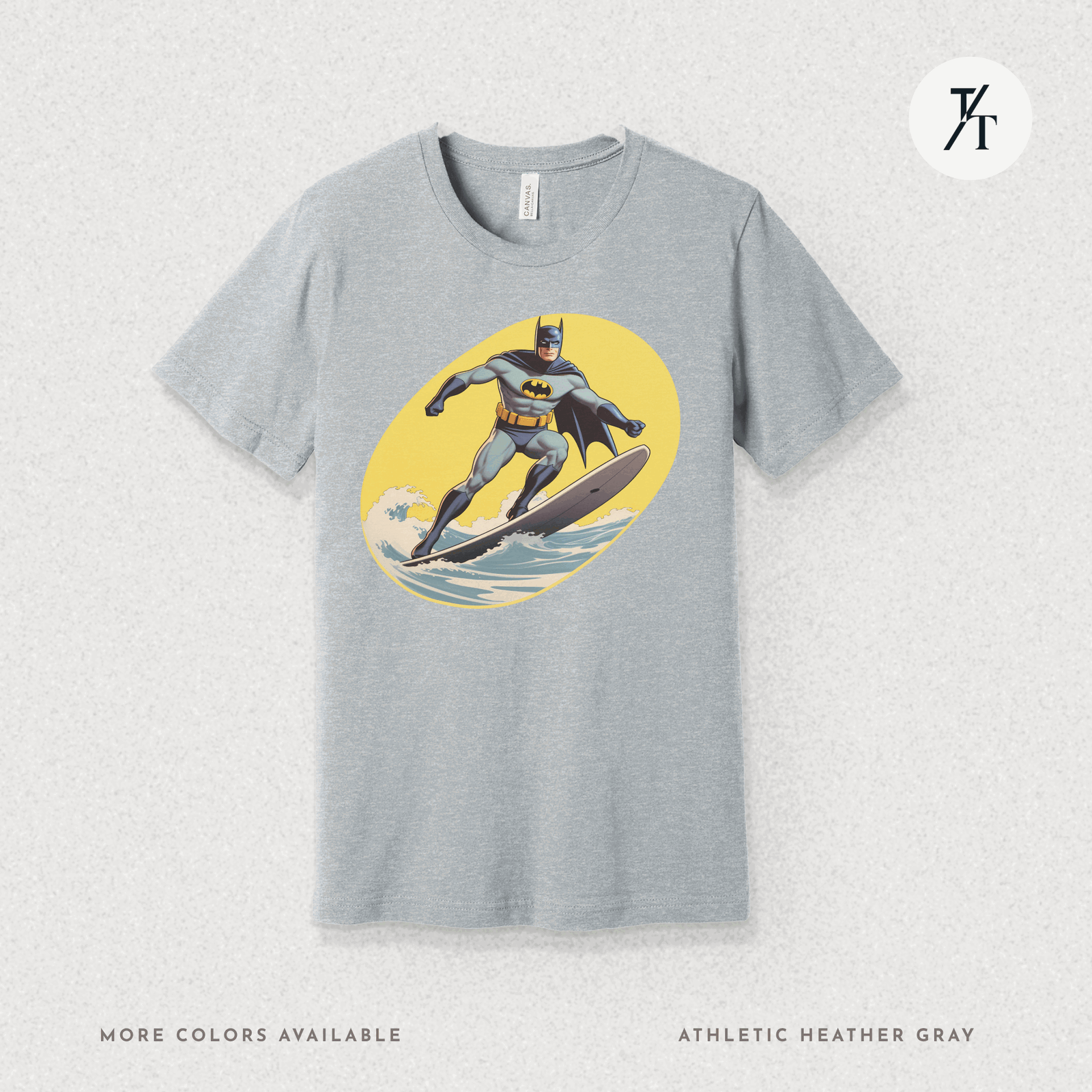 Surfing Superhero Retro Funny Bat Parody Graphic Tee - Trendy/Timeless Studio