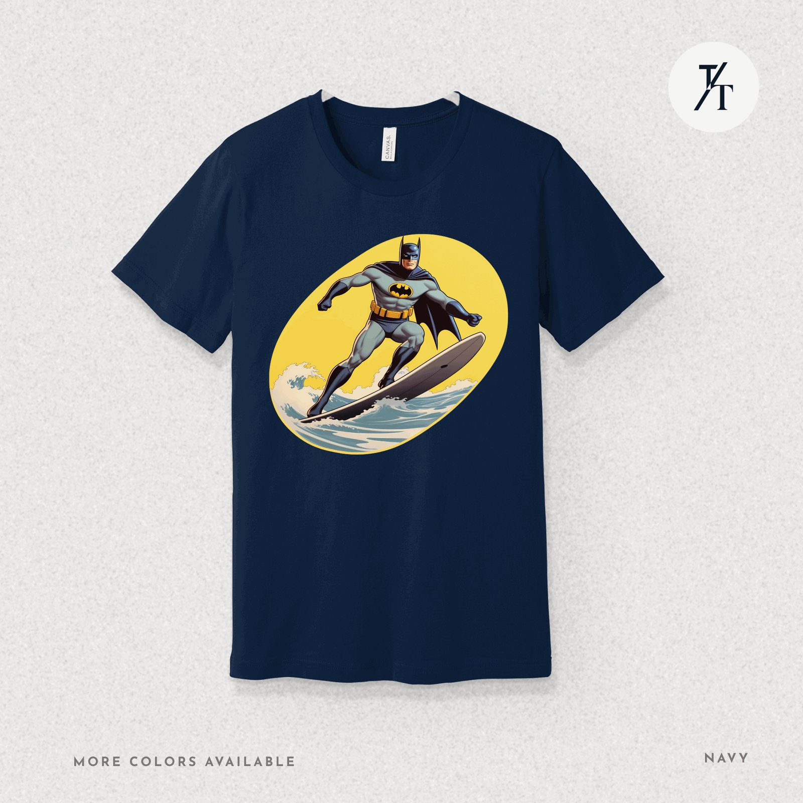 Surfing Superhero Retro Funny Bat Parody Graphic Tee - Trendy/Timeless Studio