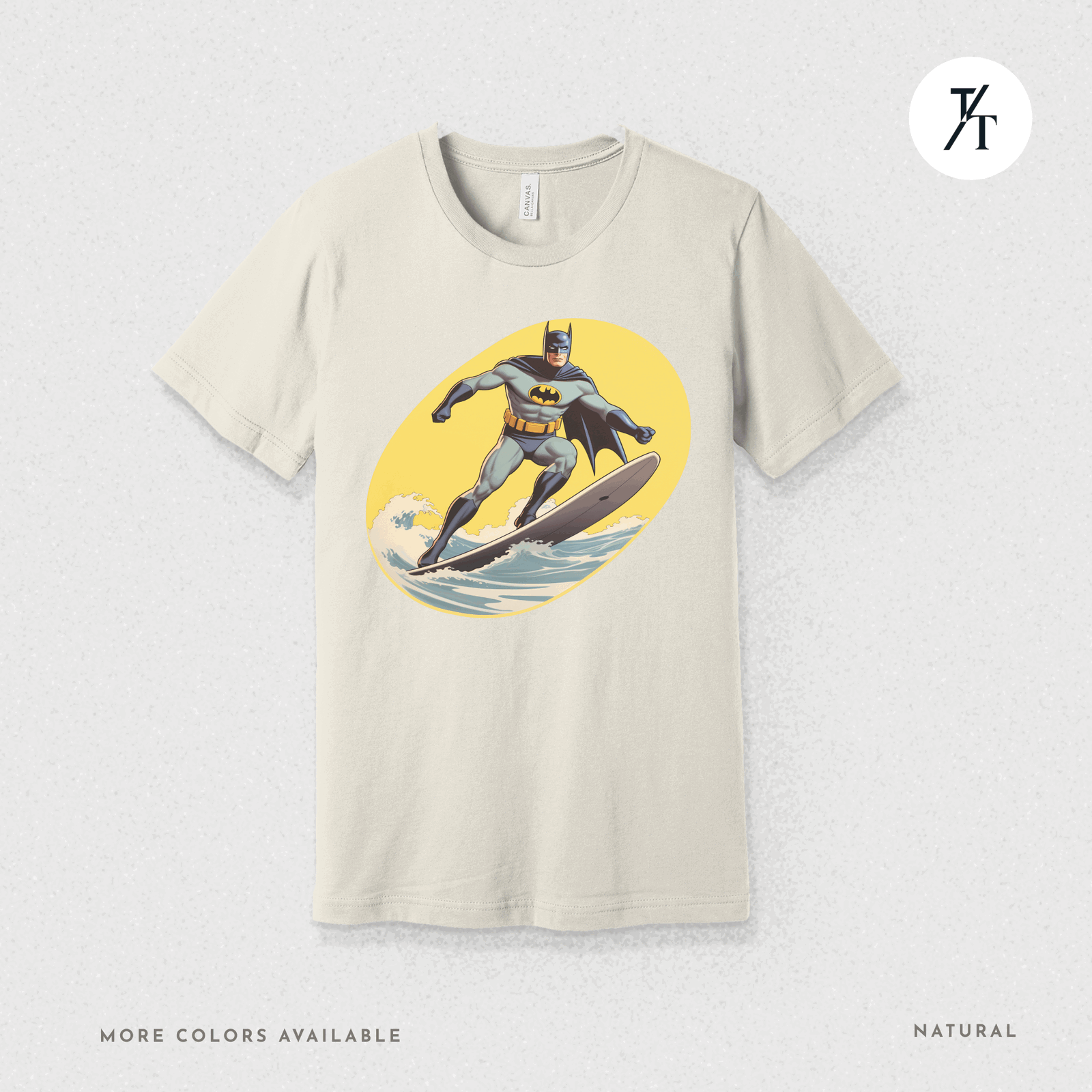 Surfing Superhero Retro Funny Bat Parody Graphic Tee - Trendy/Timeless Studio