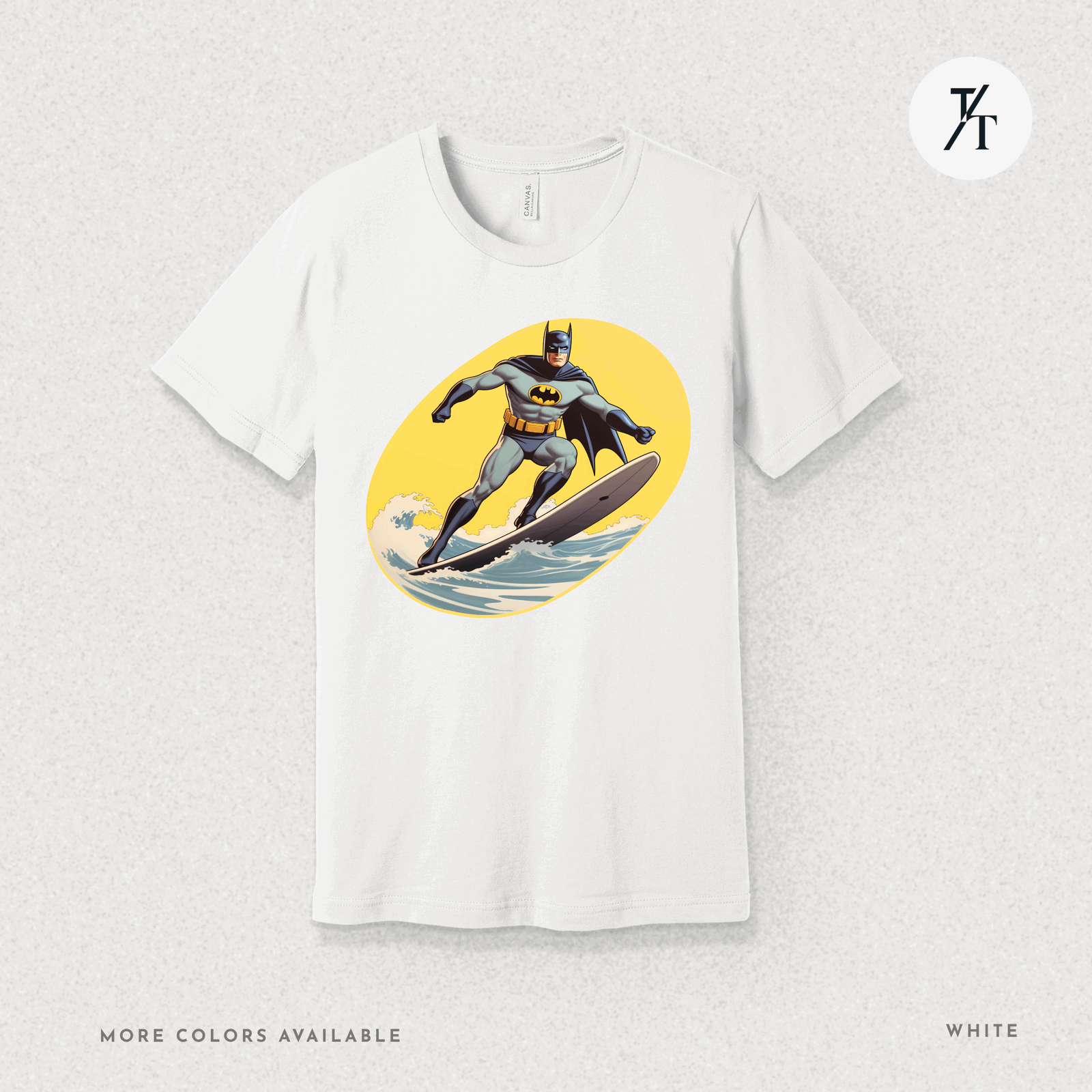 Surfing Superhero Retro Funny Bat Parody Graphic Tee - Trendy/Timeless Studio