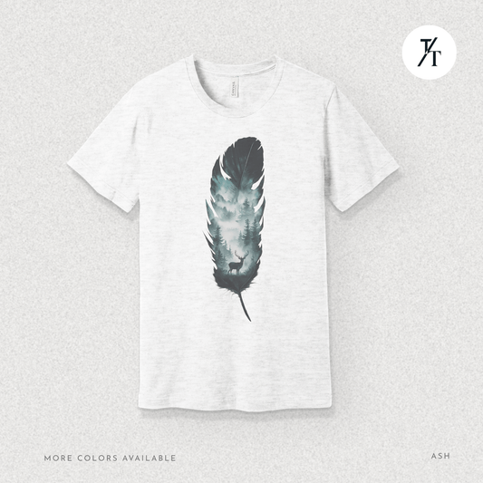 Nature, Feather, Deer Shirt, Nature Shirt, Outdoor - T-Shirt