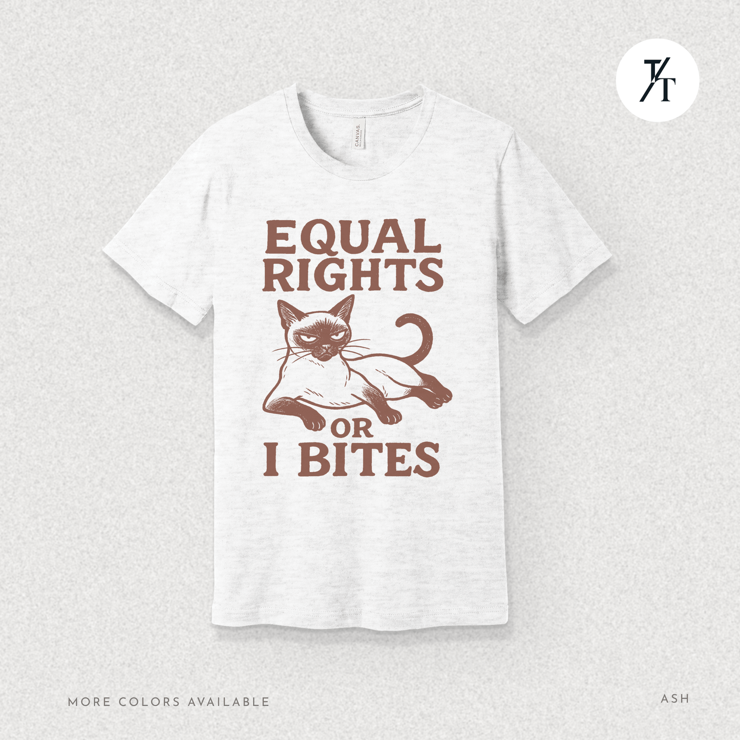 Funny Cat "Equal Rights or I Bites" Feminist Political T-Shirt