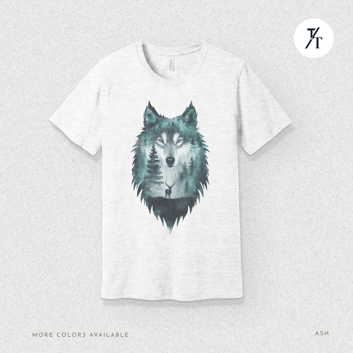 Alpha Forest Wolf Tee – Wildlife Double Exposure Graphic Shirt