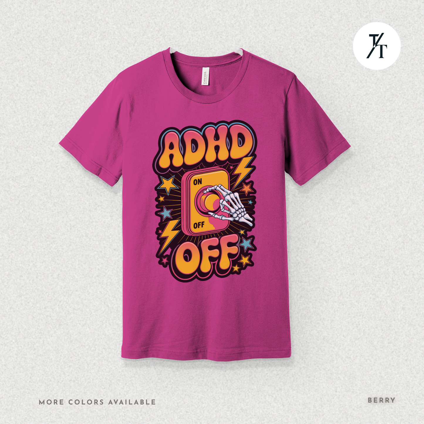 ADHD Off Shirt | Funny Skeleton Focus Switch Tee,  Humorous Skeleton Art t-shirt