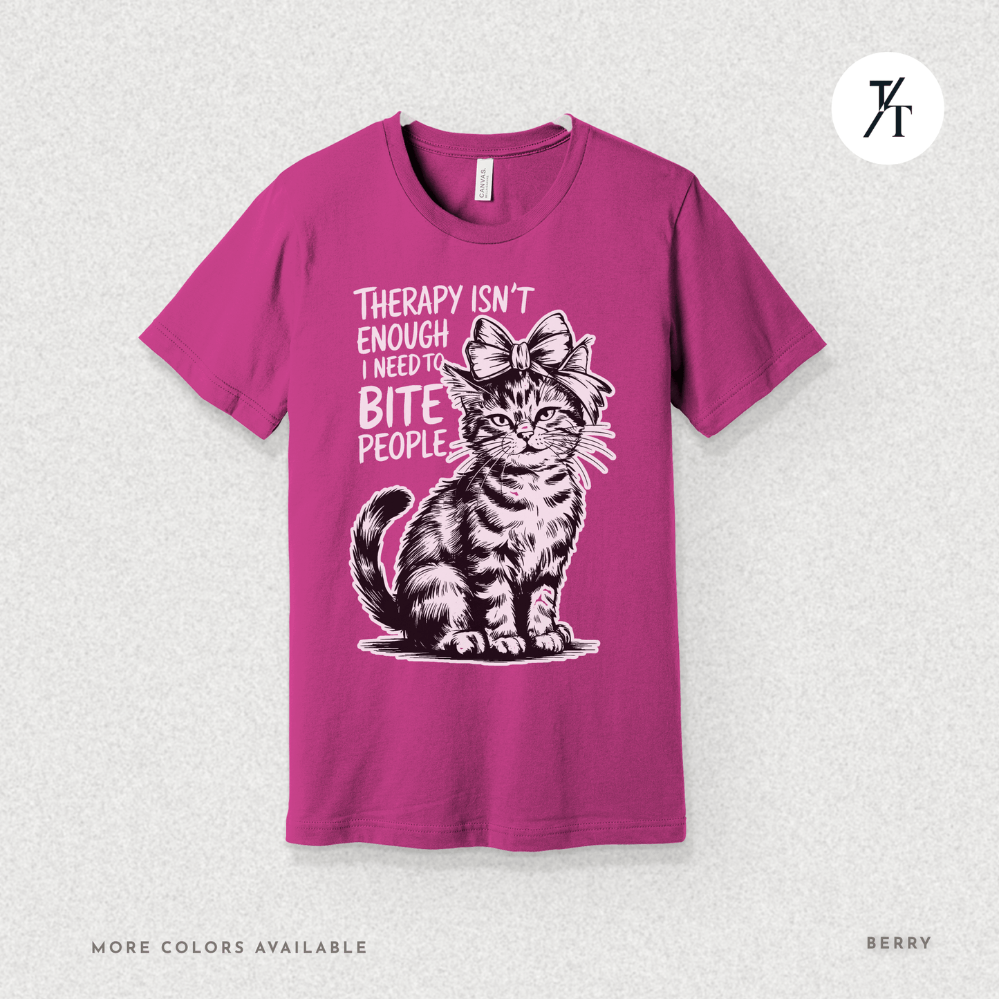 Therapy Cat Tee – I Go to Therapy but I Also Bite Shirt