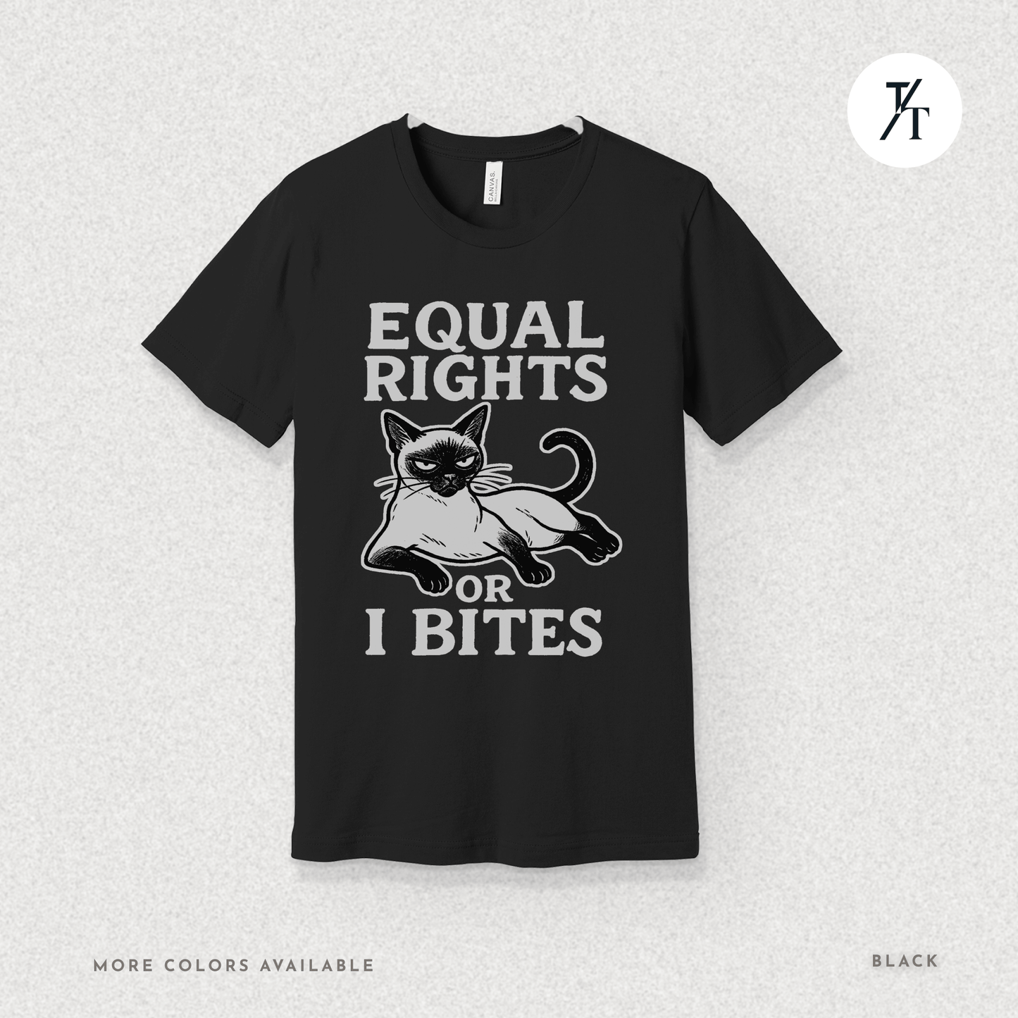 Funny Cat "Equal Rights or I Bites" Feminist Political T-Shirt