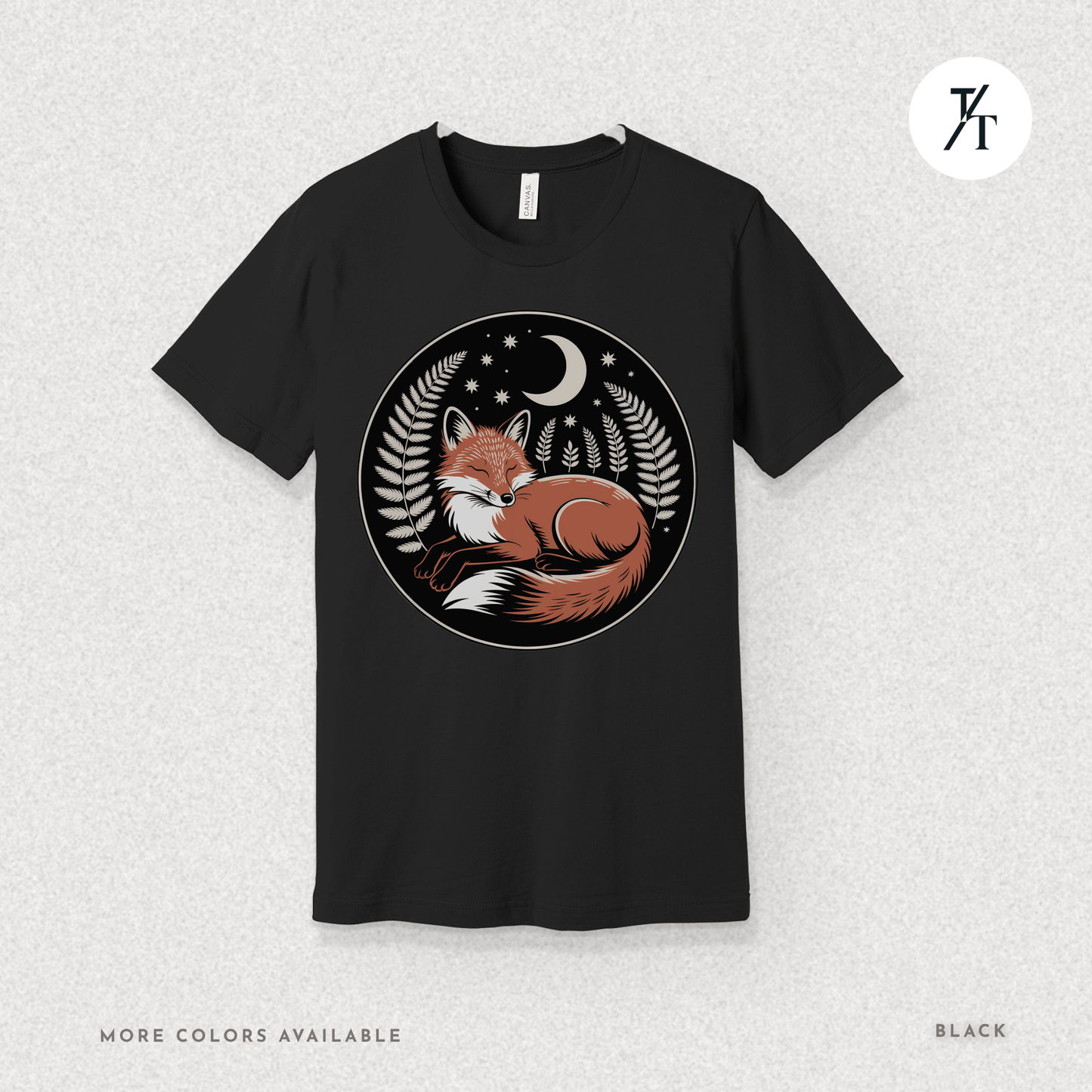 Sleepy Fox Tee – Cozy Woodland Animal Shirt with Nighttime Vibes