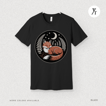 Sleepy Fox Tee – Cozy Woodland Animal Shirt with Nighttime Vibes