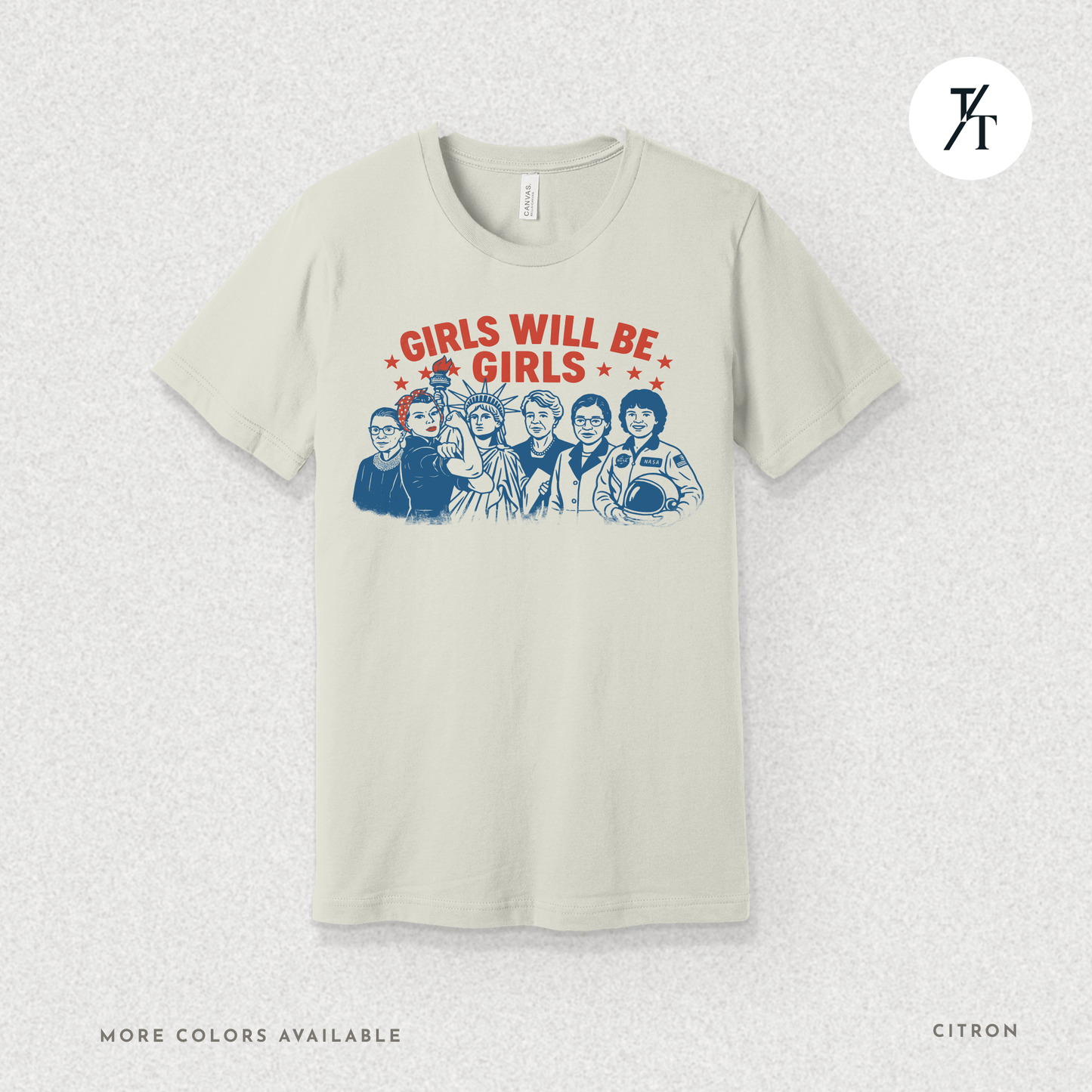 Girls Will Be Girls summer patriotic graphic tee – empowering retro feminist shirt 👊 for the 4th of July