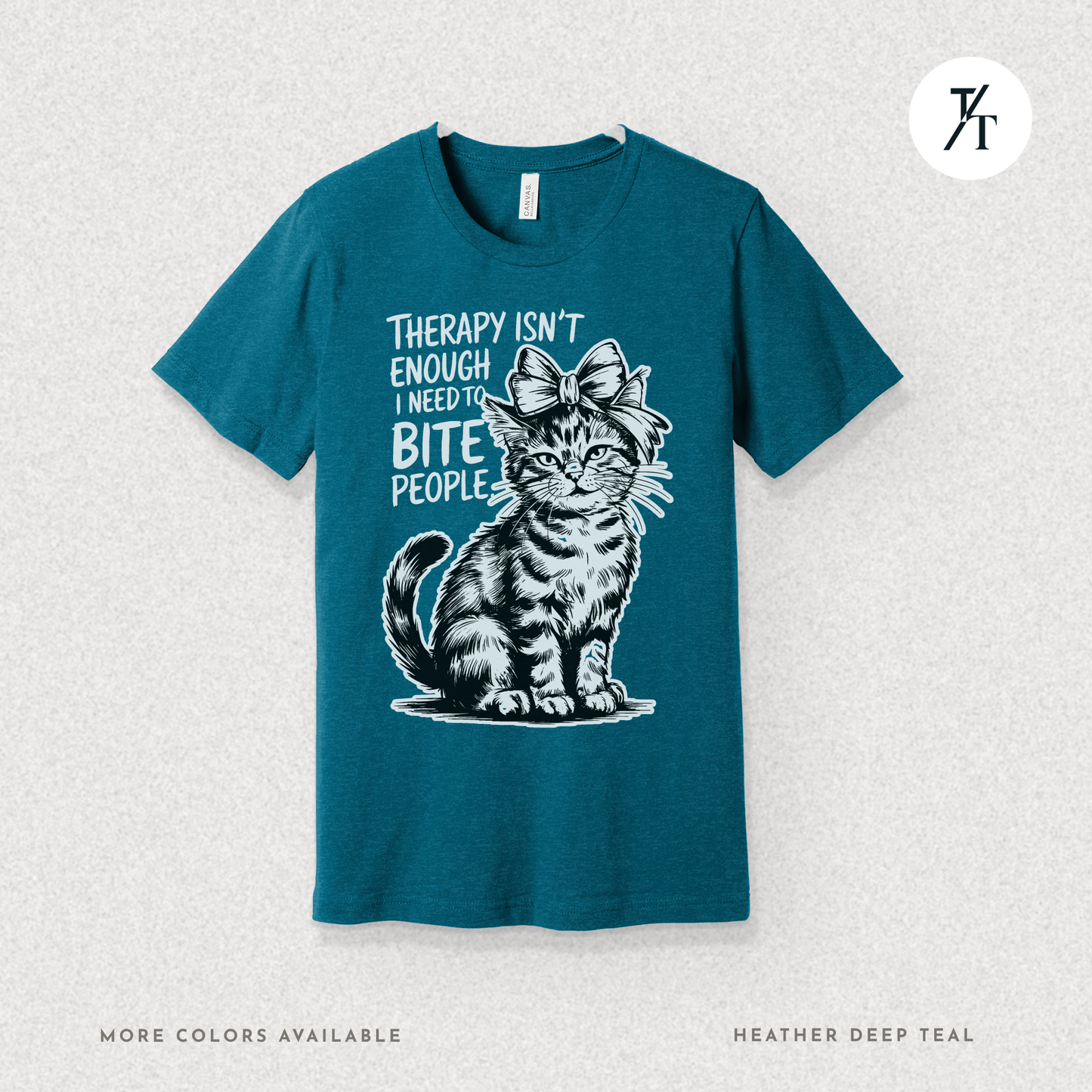 Therapy Cat Tee – I Go to Therapy but I Also Bite Shirt