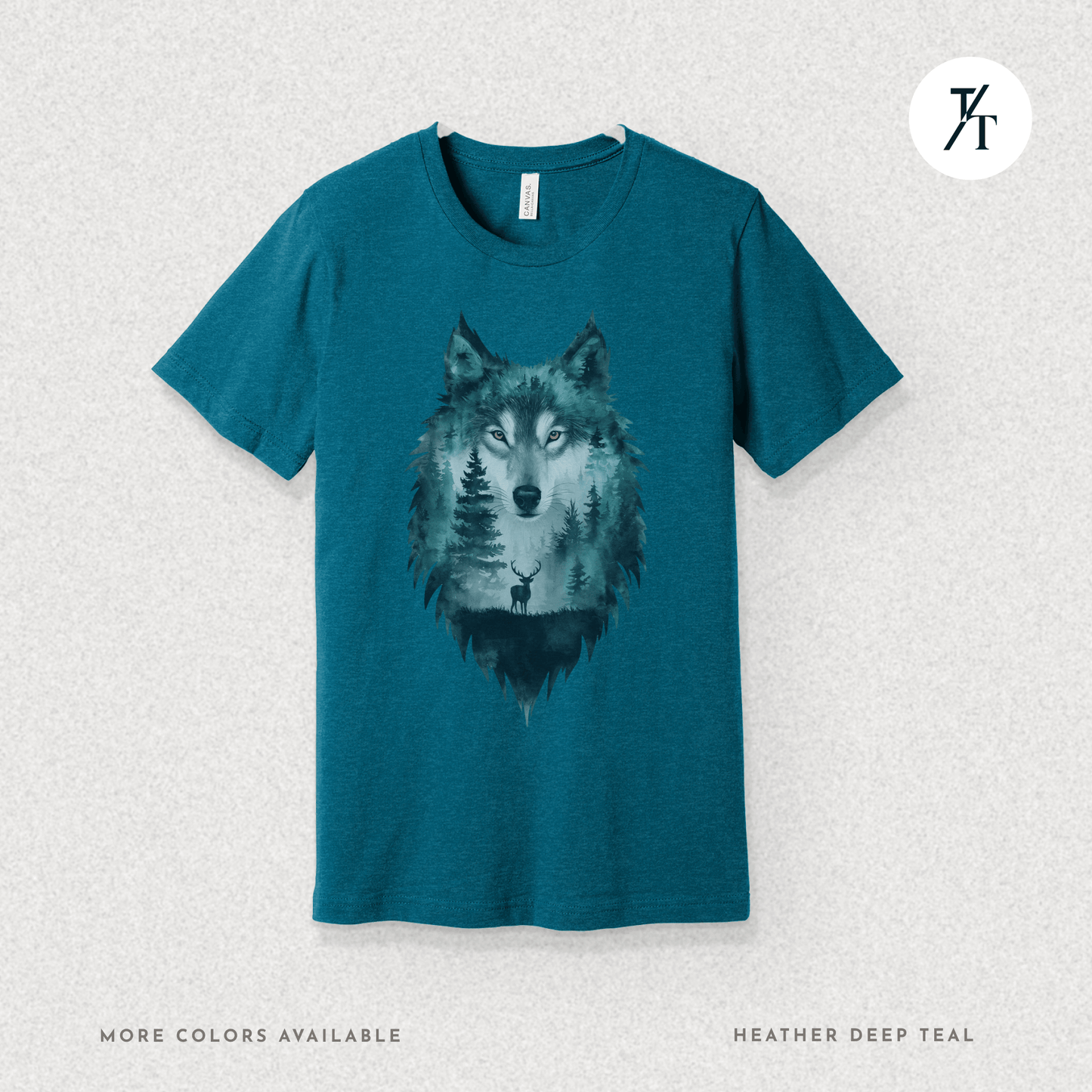 Alpha Forest Wolf Tee – Wildlife Double Exposure Graphic Shirt