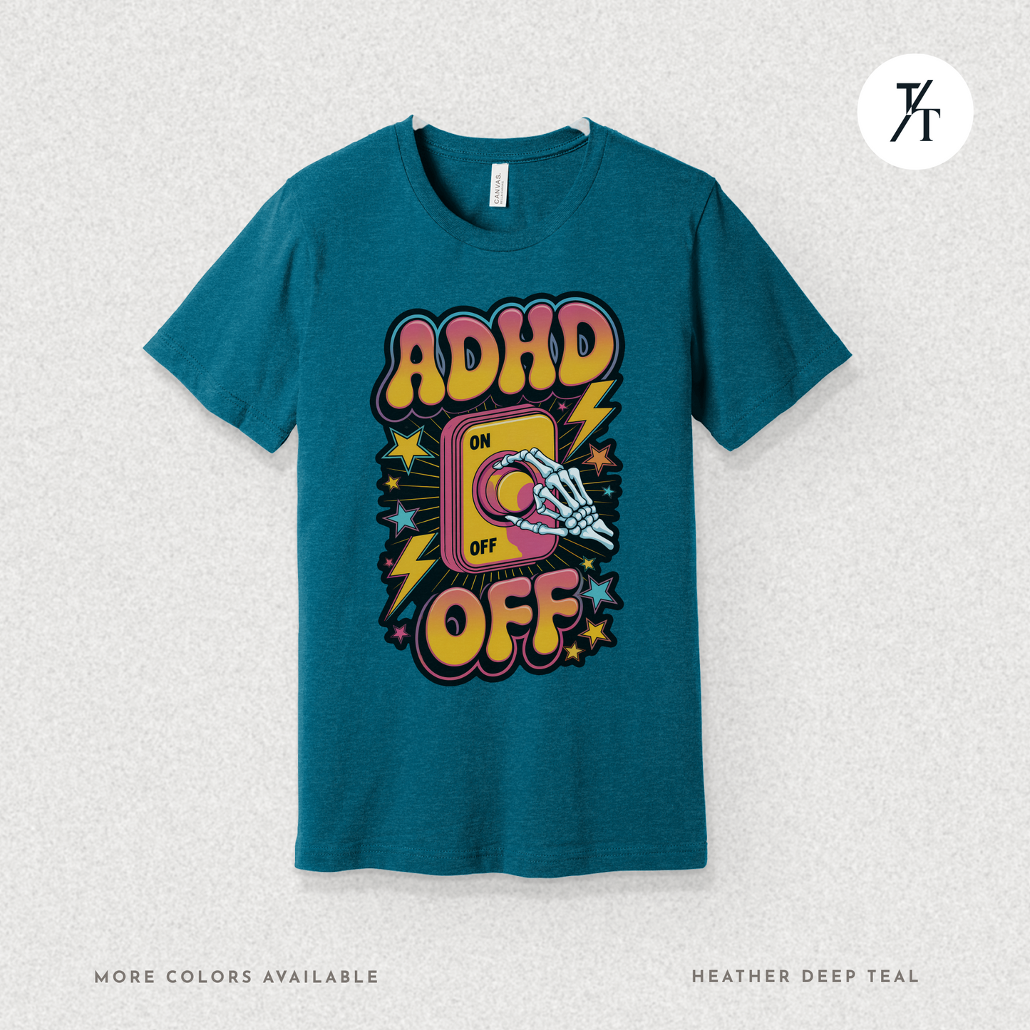ADHD Off Shirt | Funny Skeleton Focus Switch Tee,  Humorous Skeleton Art t-shirt