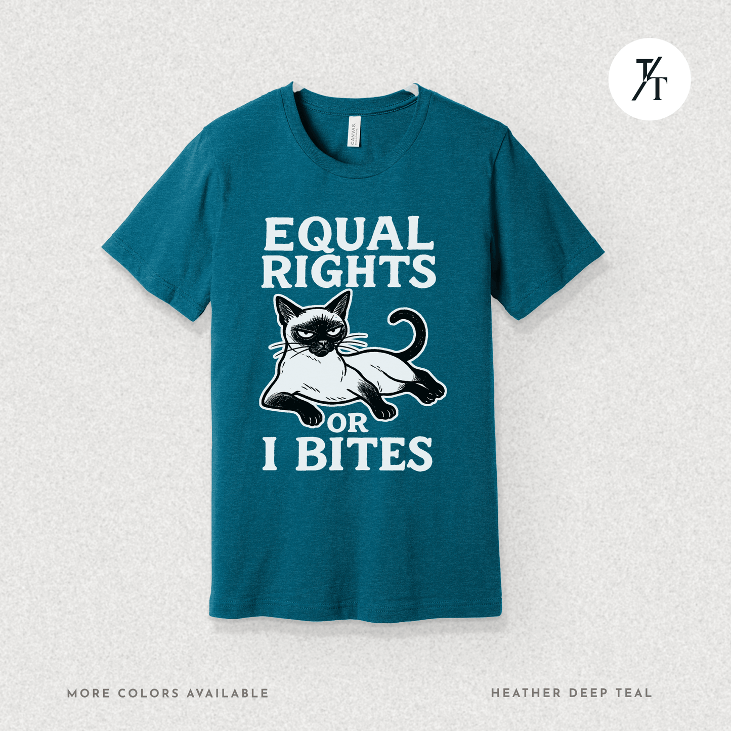 Funny Cat "Equal Rights or I Bites" Feminist Political T-Shirt