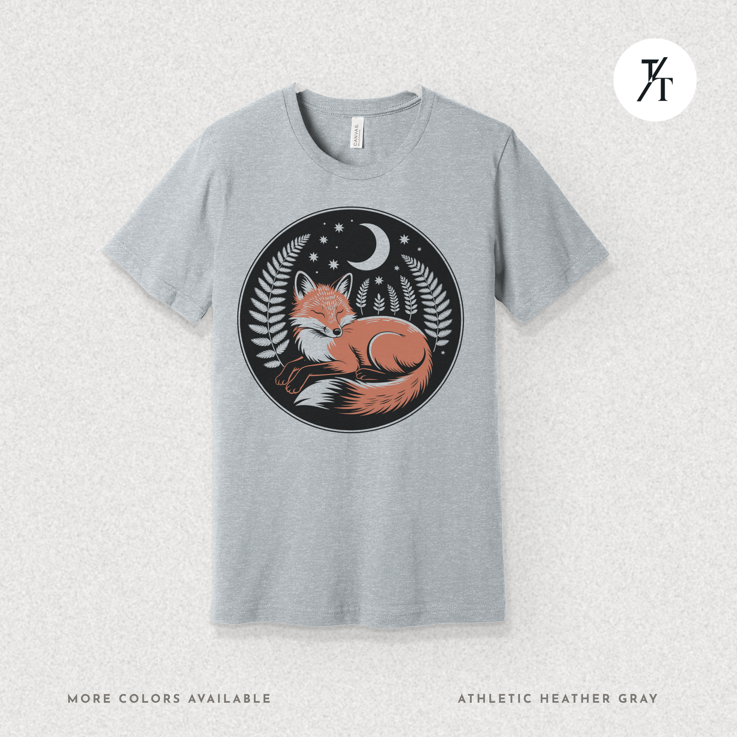 Sleepy Fox Tee – Cozy Woodland Animal Shirt with Nighttime Vibes