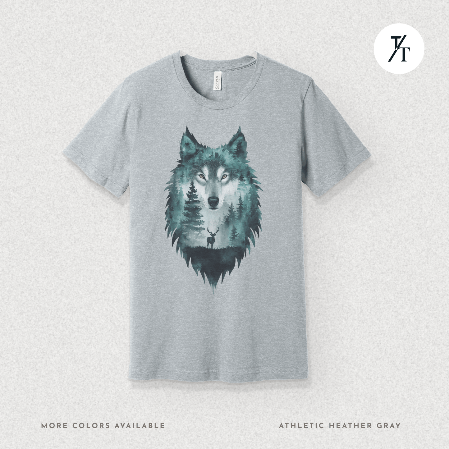 Alpha Forest Wolf Tee – Wildlife Double Exposure Graphic Shirt