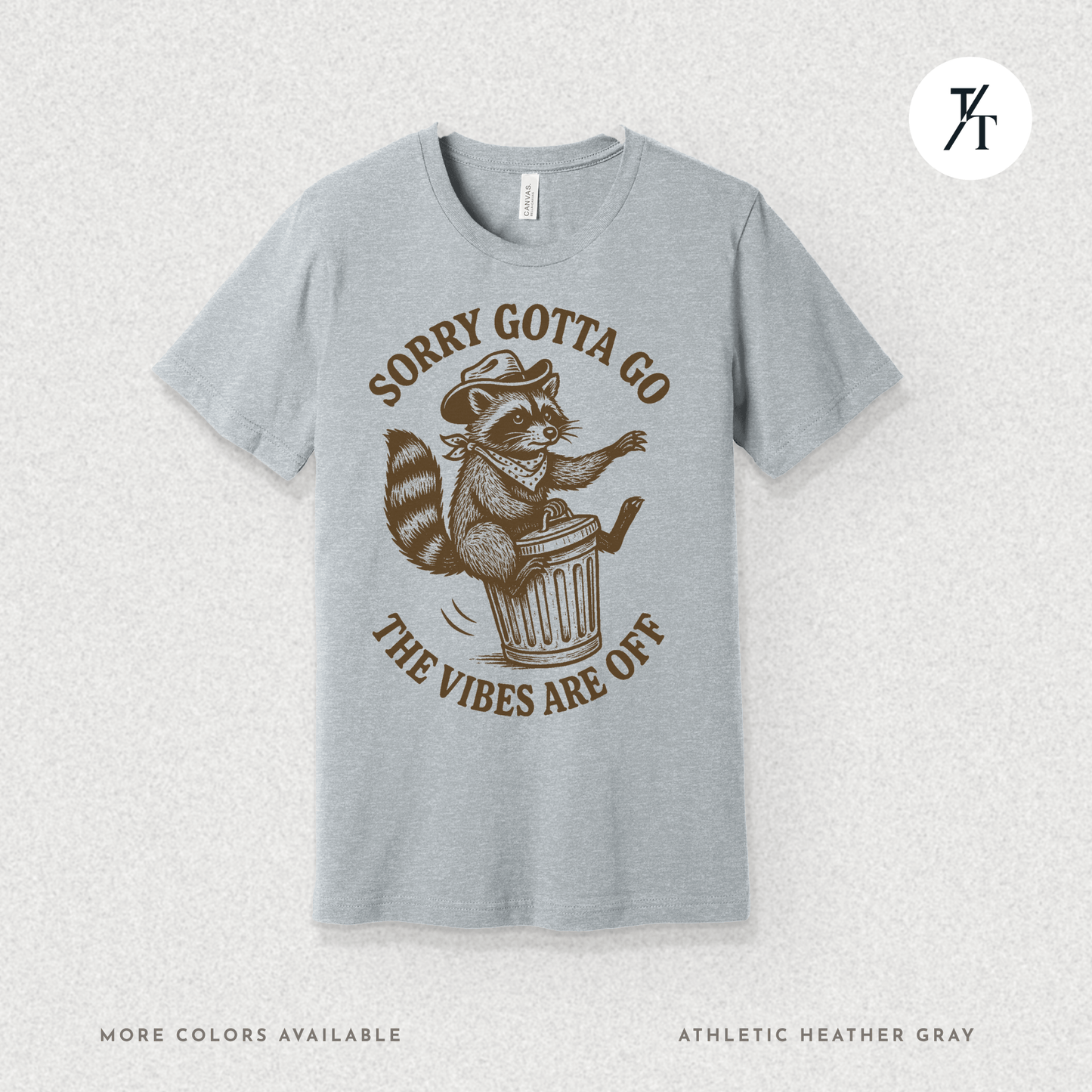 Raccoon Retreat: Cowboy Trash Panda, Retro Brown Cartoon- Graphic T-shirt