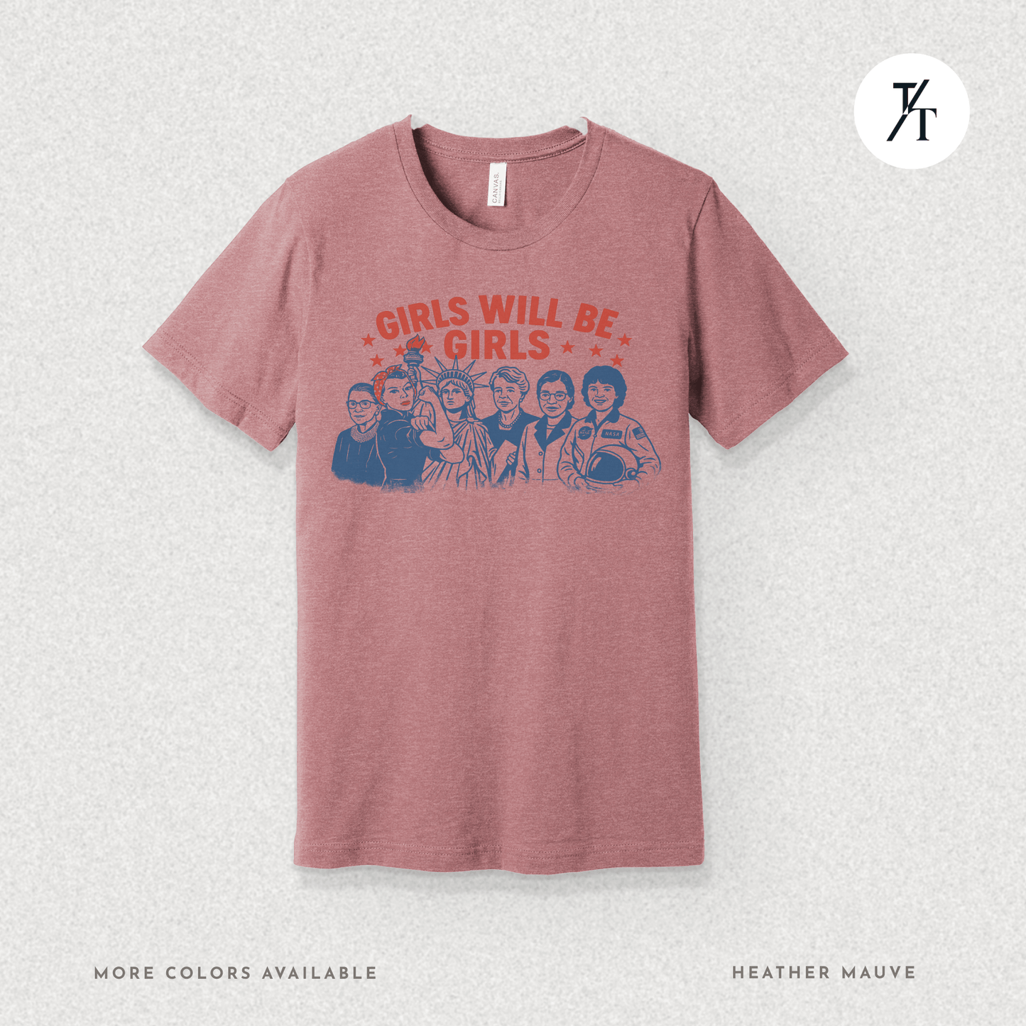 Girls Will Be Girls summer patriotic graphic tee – empowering retro feminist shirt 👊 for the 4th of July