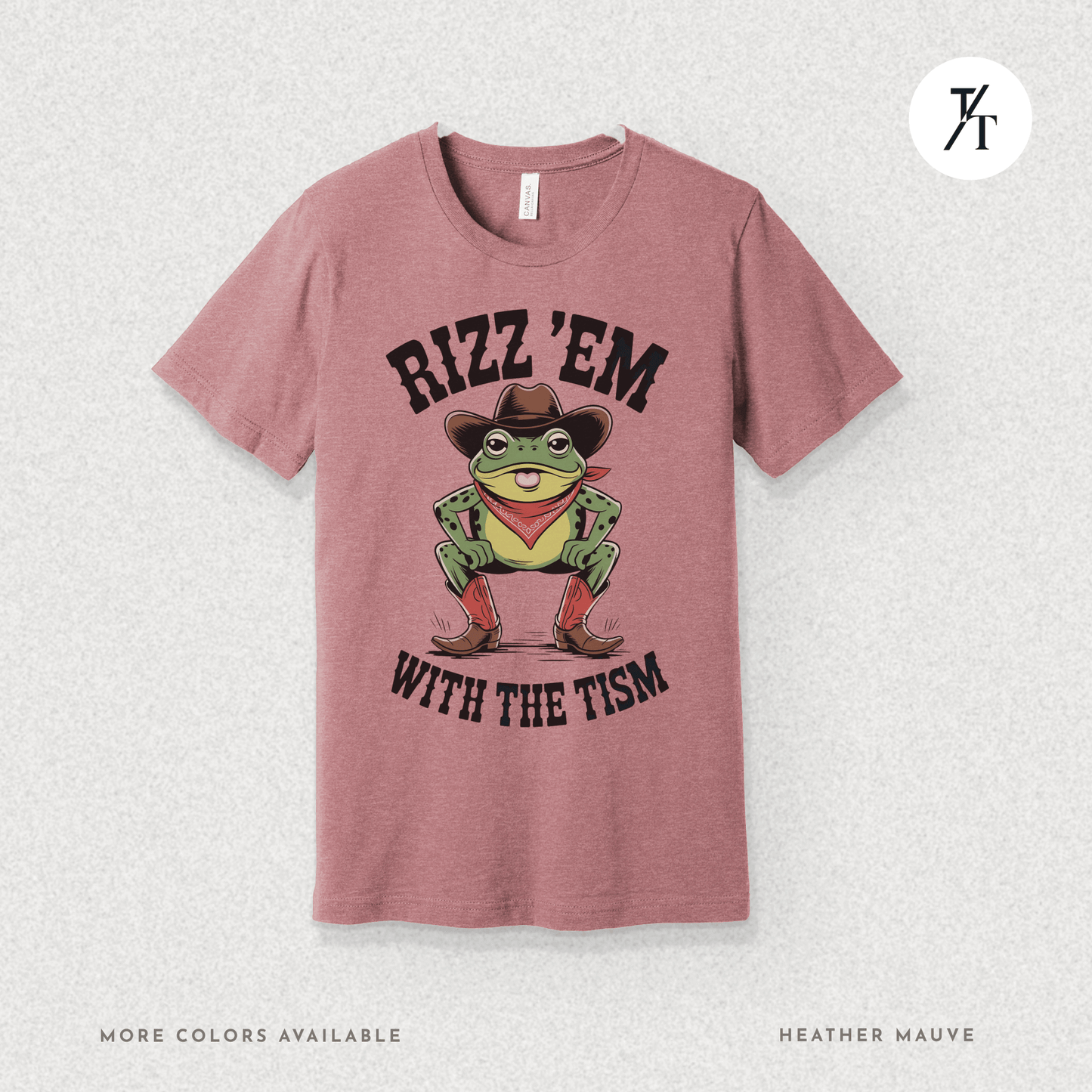 Rizz ’Em With the Tism T-Shirt – Cowboy Frog Neurodivergent Meme Tee