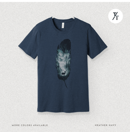 Nature, Feather, Deer Shirt, Nature Shirt, Outdoor - T-Shirt