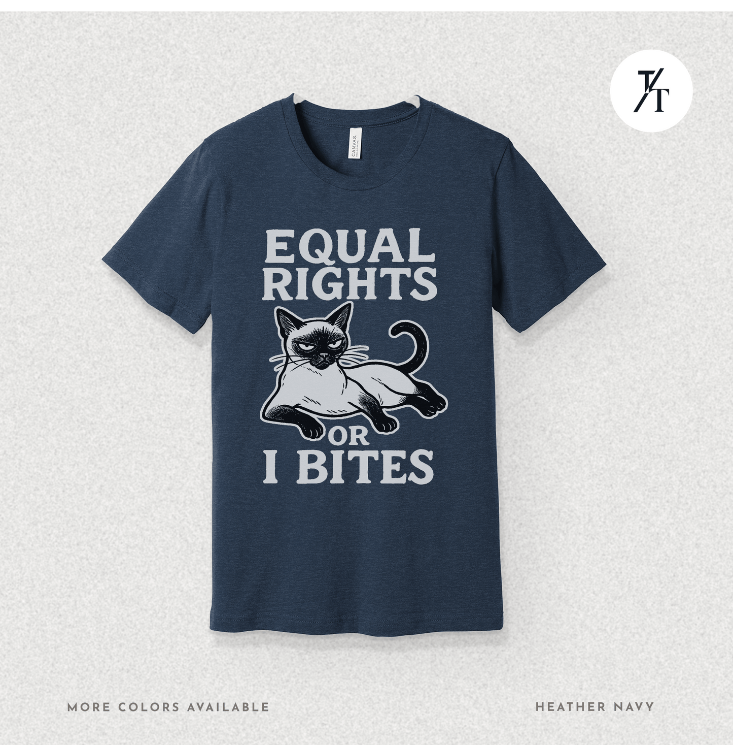 Funny Cat "Equal Rights or I Bites" Feminist Political T-Shirt