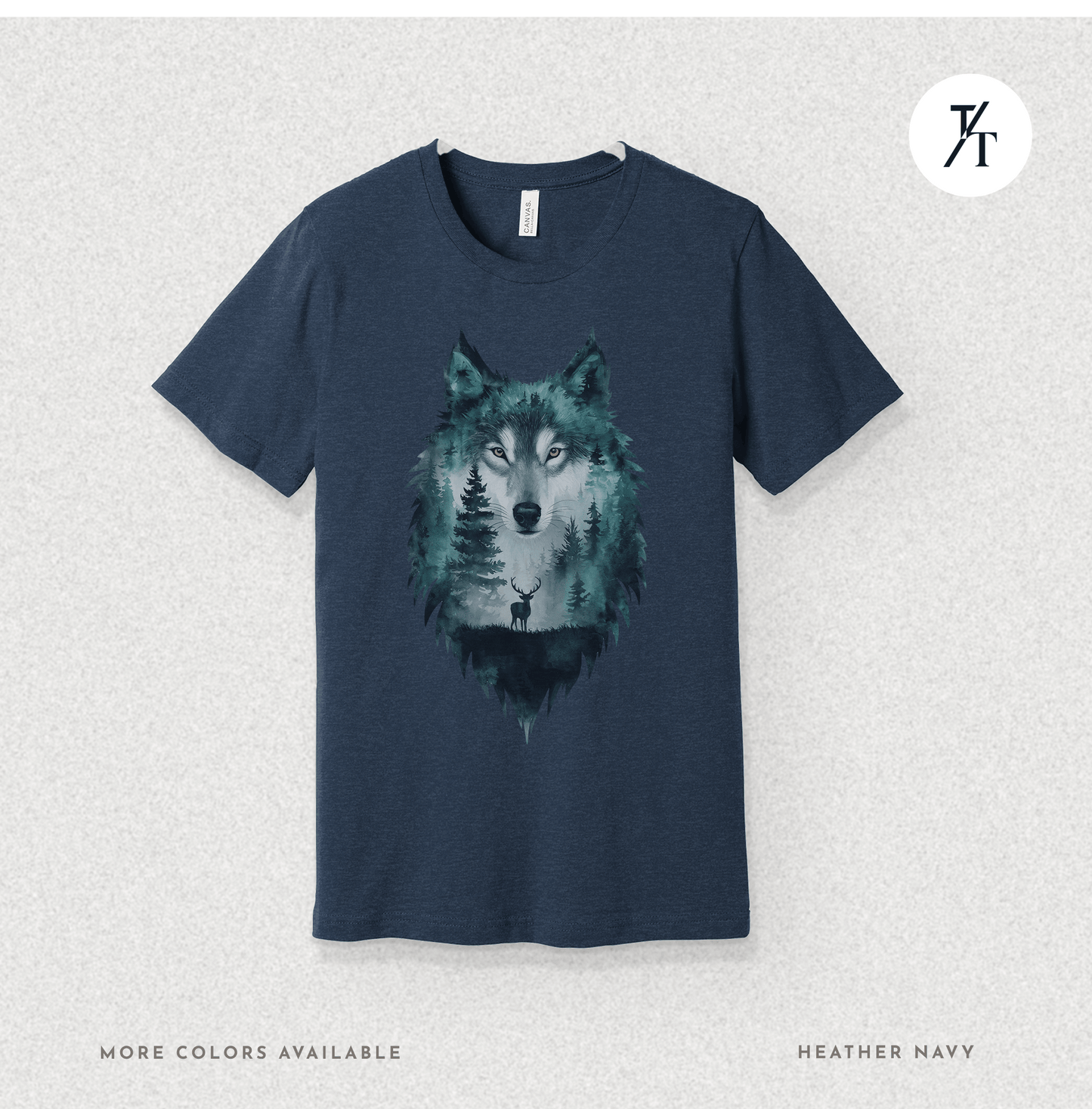 Alpha Forest Wolf Tee – Wildlife Double Exposure Graphic Shirt