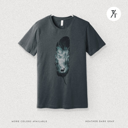 Nature, Feather, Deer Shirt, Nature Shirt, Outdoor - T-Shirt