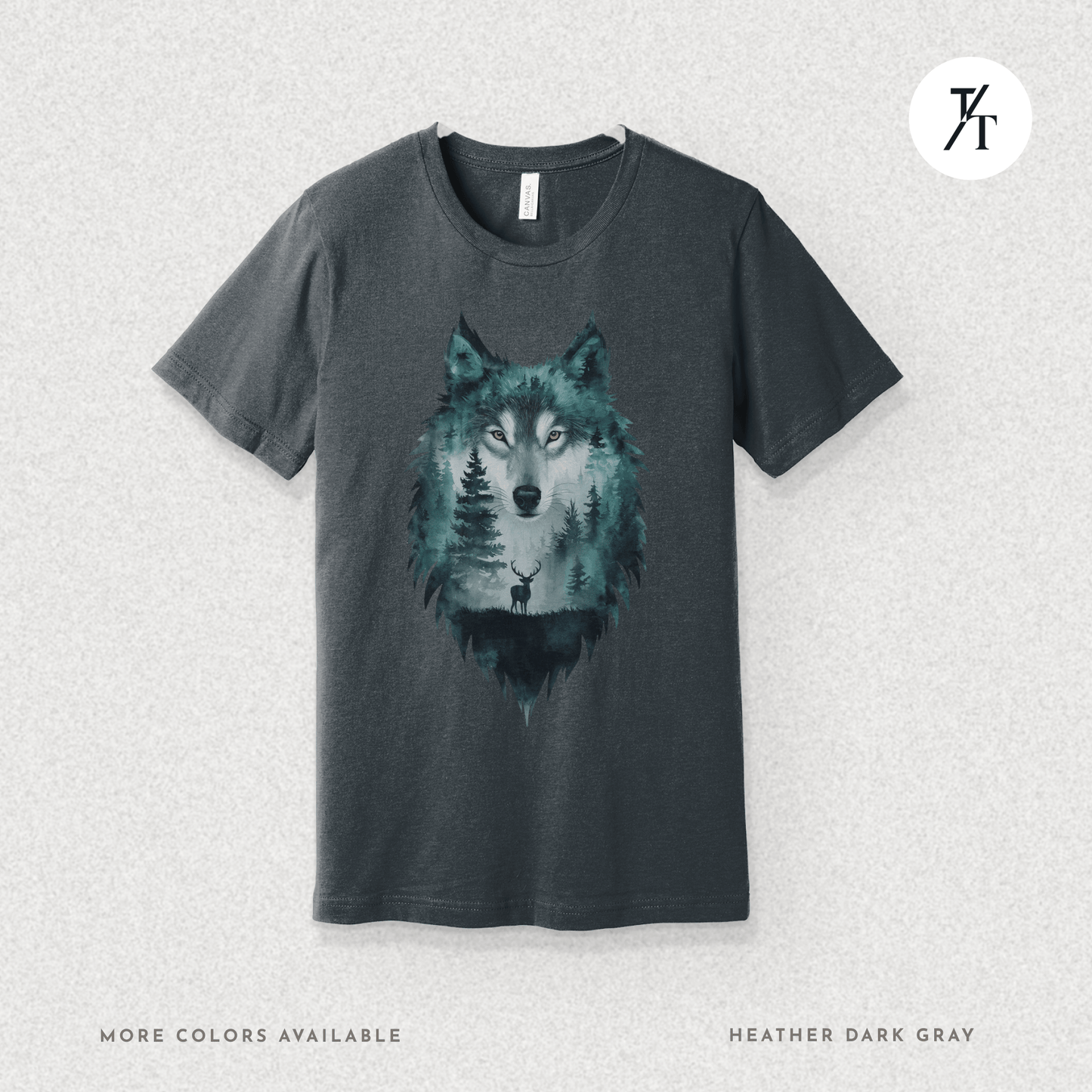 Alpha Forest Wolf Tee – Wildlife Double Exposure Graphic Shirt