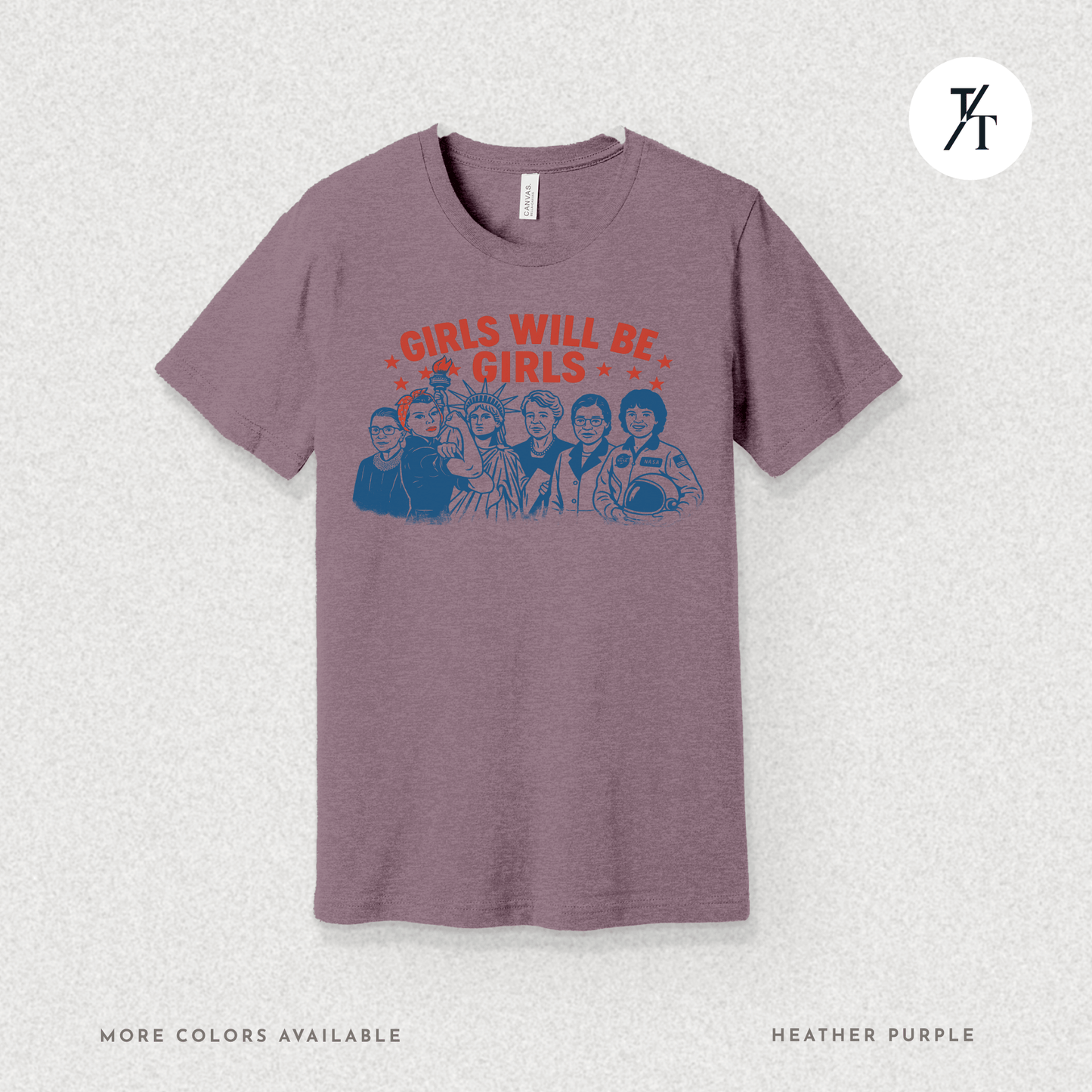 Girls Will Be Girls summer patriotic graphic tee – empowering retro feminist shirt 👊 for the 4th of July