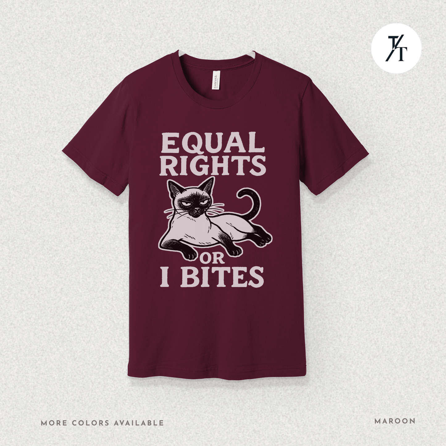 Funny Cat "Equal Rights or I Bites" Feminist Political T-Shirt