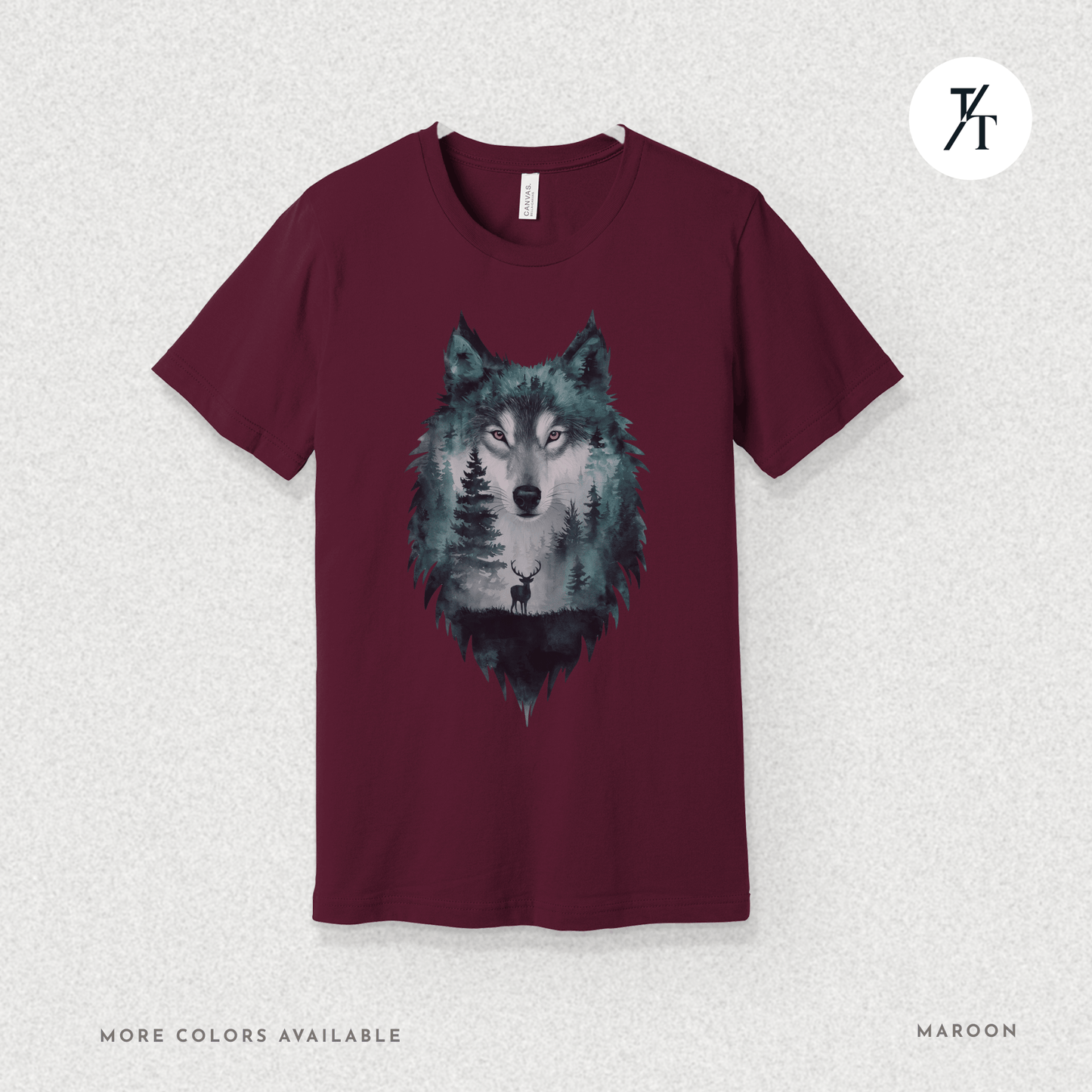 Alpha Forest Wolf Tee – Wildlife Double Exposure Graphic Shirt
