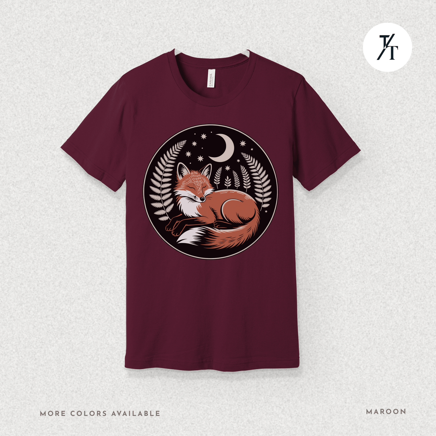 Sleepy Fox Tee – Cozy Woodland Animal Shirt with Nighttime Vibes