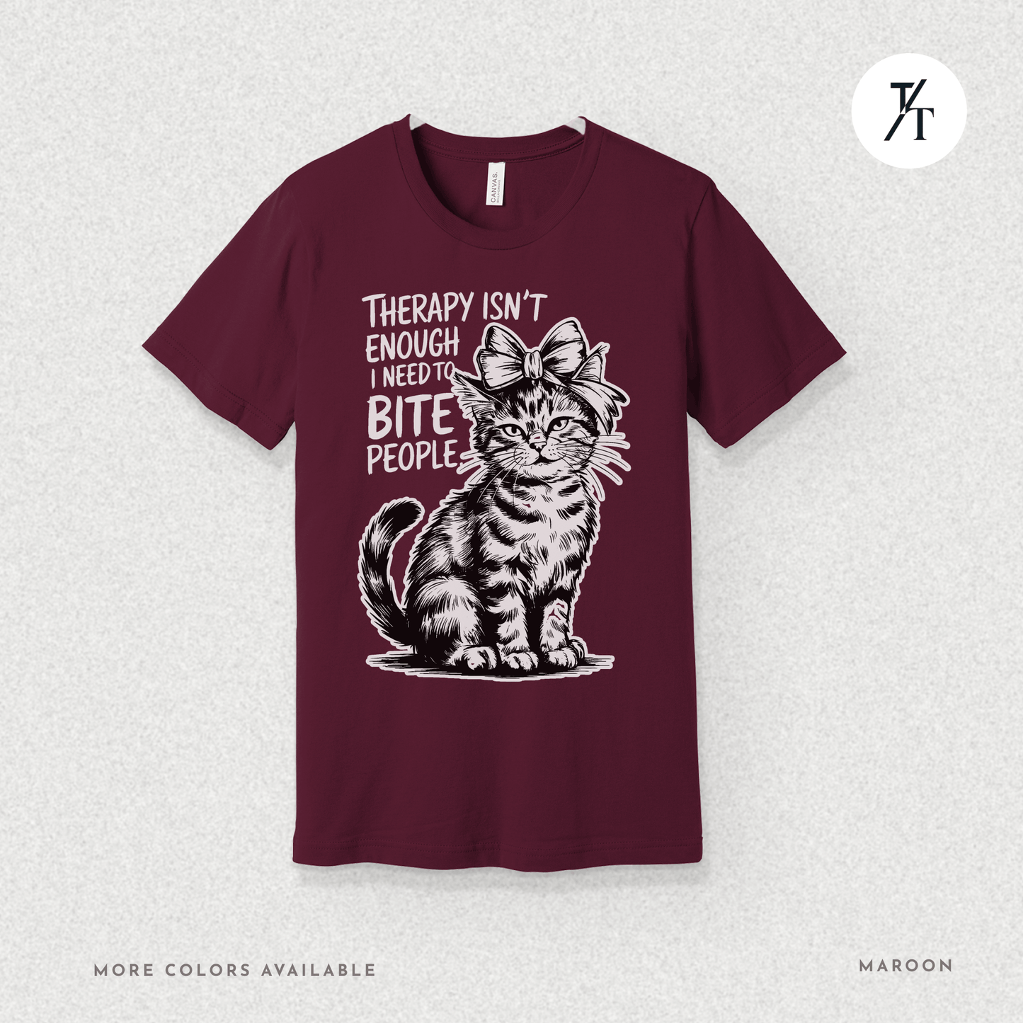 Therapy Cat Tee – I Go to Therapy but I Also Bite Shirt