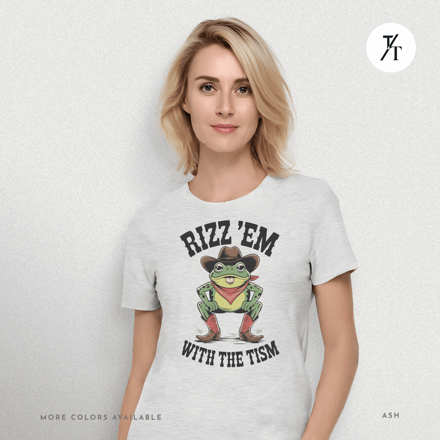 Rizz ’Em With the Tism T-Shirt – Cowboy Frog Neurodivergent Meme Tee
