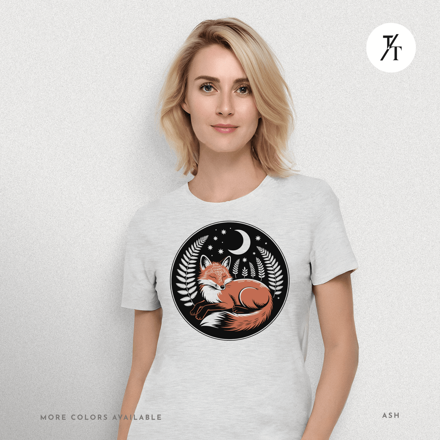 Sleepy Fox Tee – Cozy Woodland Animal Shirt with Nighttime Vibes
