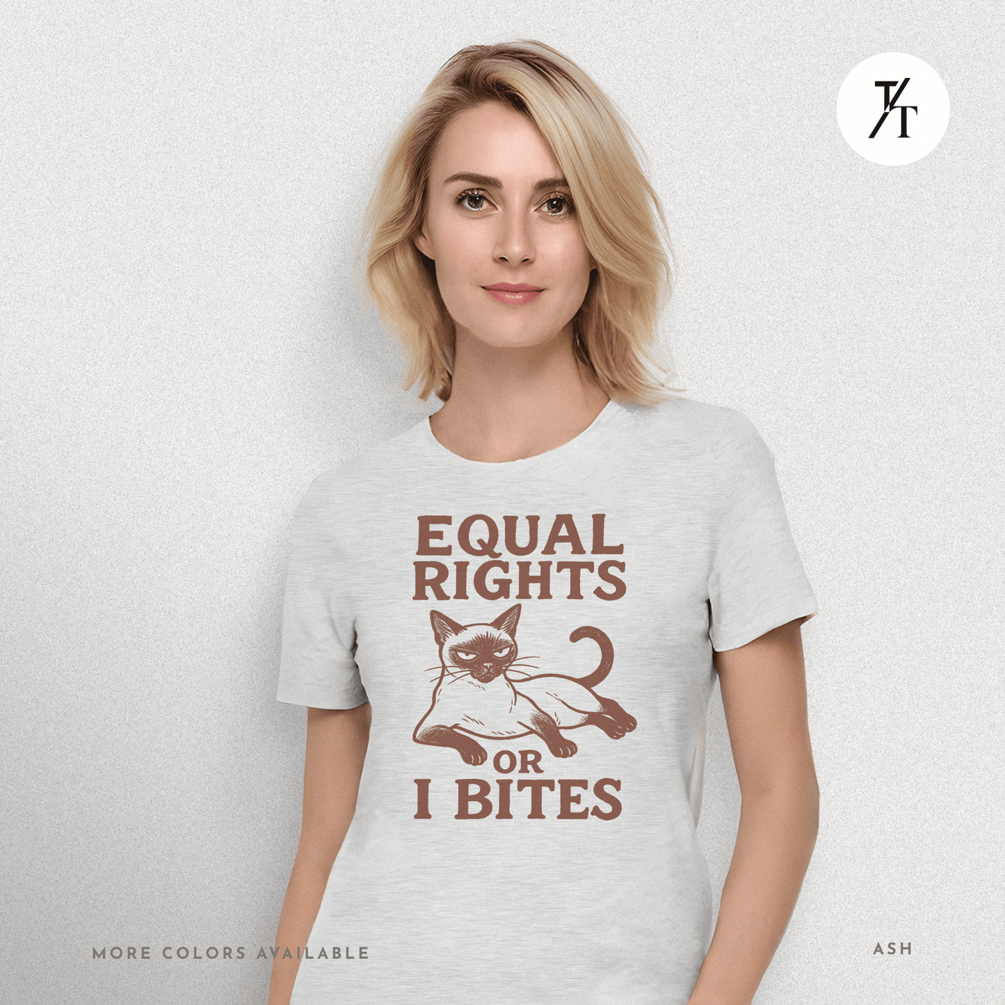 Funny Cat "Equal Rights or I Bites" Feminist Political T-Shirt