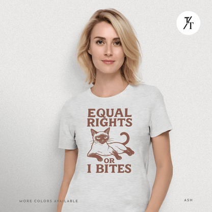 Funny Cat "Equal Rights or I Bites" Feminist Political T-Shirt