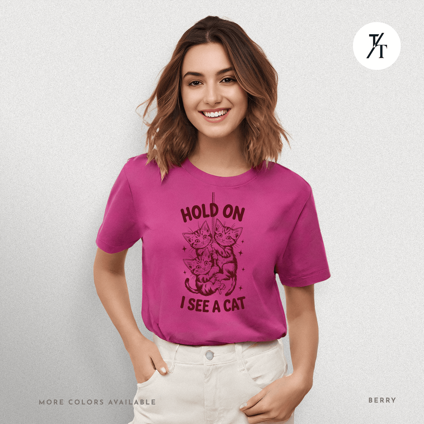 Hold On I See a Cat Tee – Funny Black Cat Spotting Shirt for Feline Fans