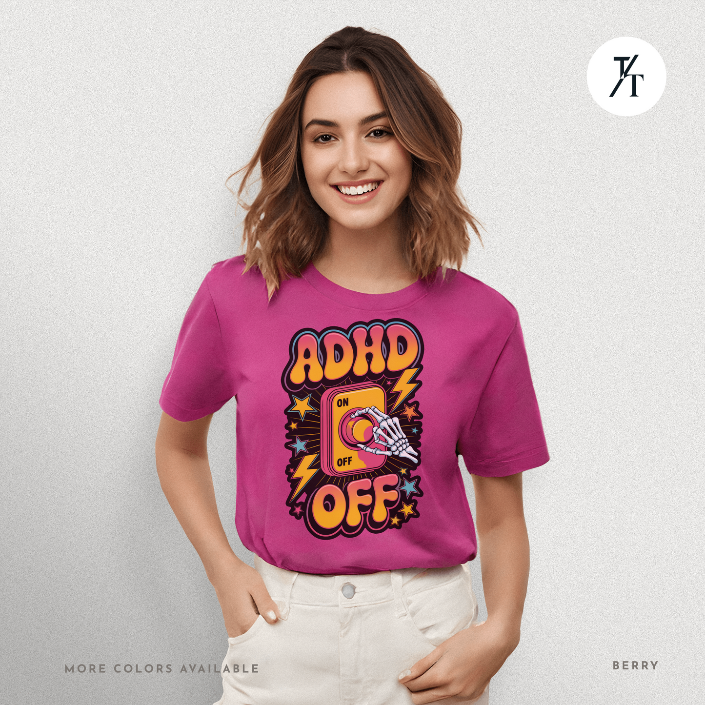 ADHD Off Shirt | Funny Skeleton Focus Switch Tee,  Humorous Skeleton Art t-shirt
