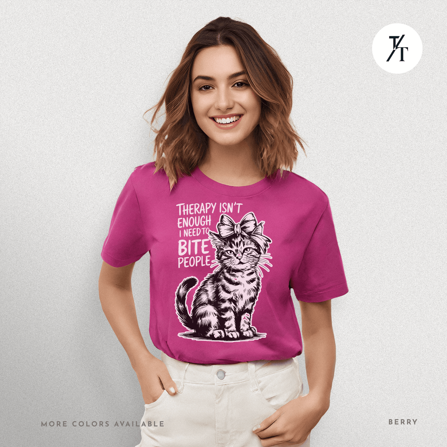 Therapy Cat Tee – I Go to Therapy but I Also Bite Shirt