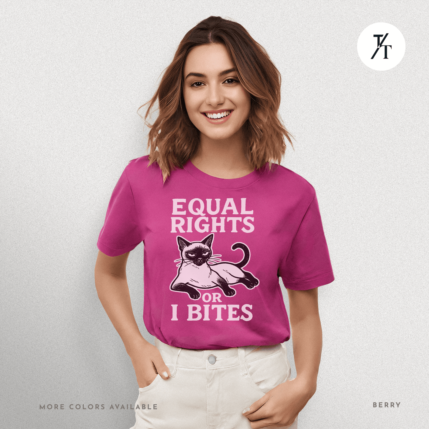 Funny Cat "Equal Rights or I Bites" Feminist Political T-Shirt