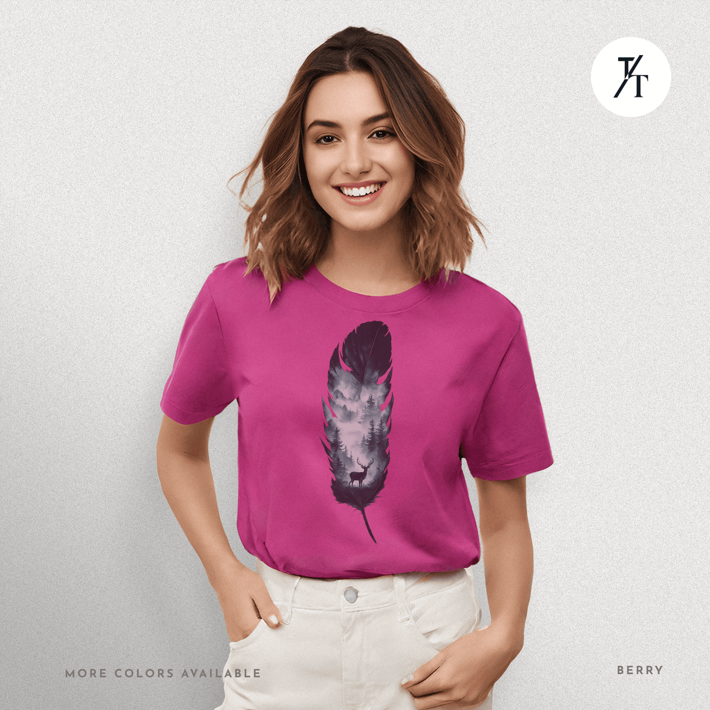 Nature, Feather, Deer Shirt, Nature Shirt, Outdoor - T-Shirt