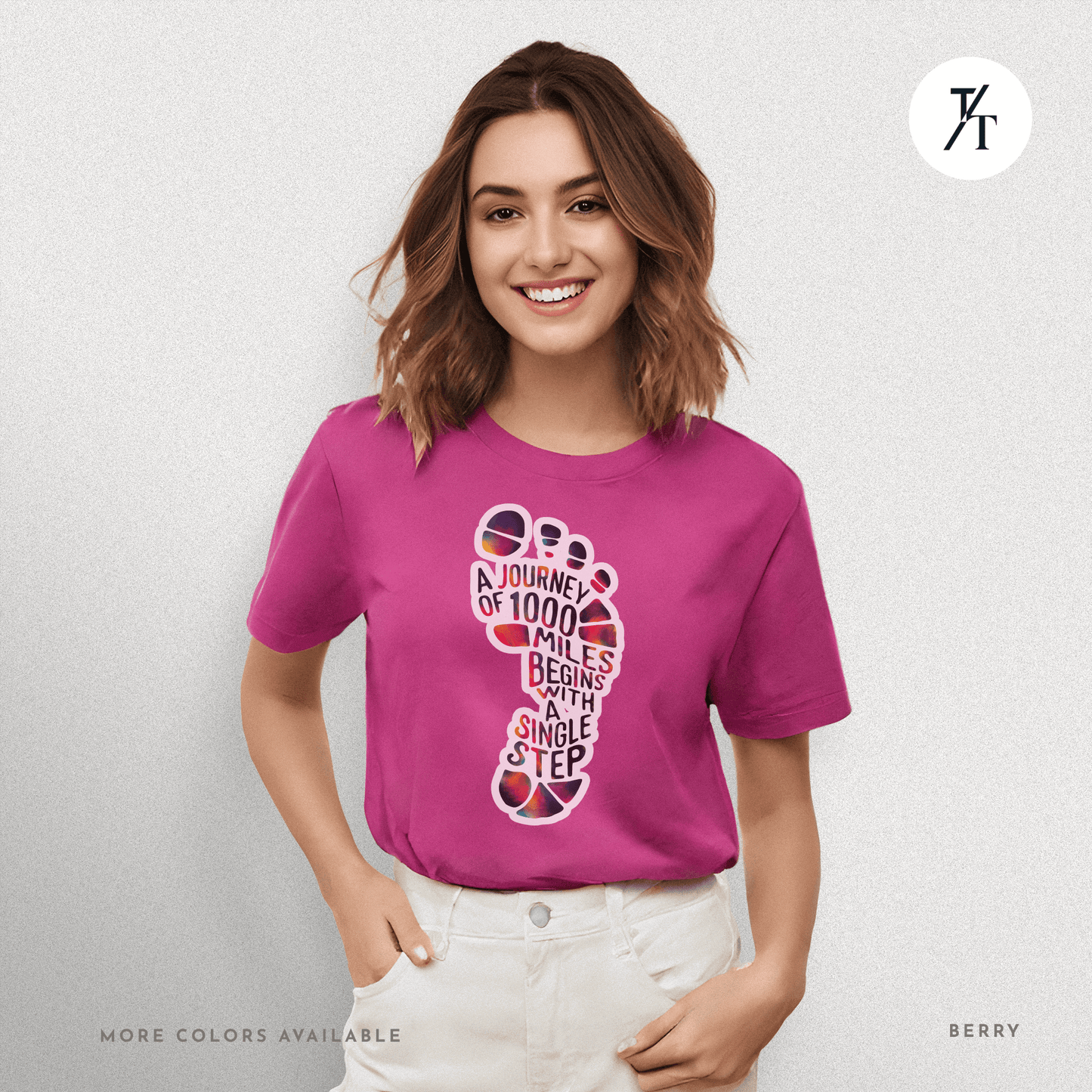 "A Journey of 1000 Miles Begins With a Single Step" Inspirational Graphic T-shirt