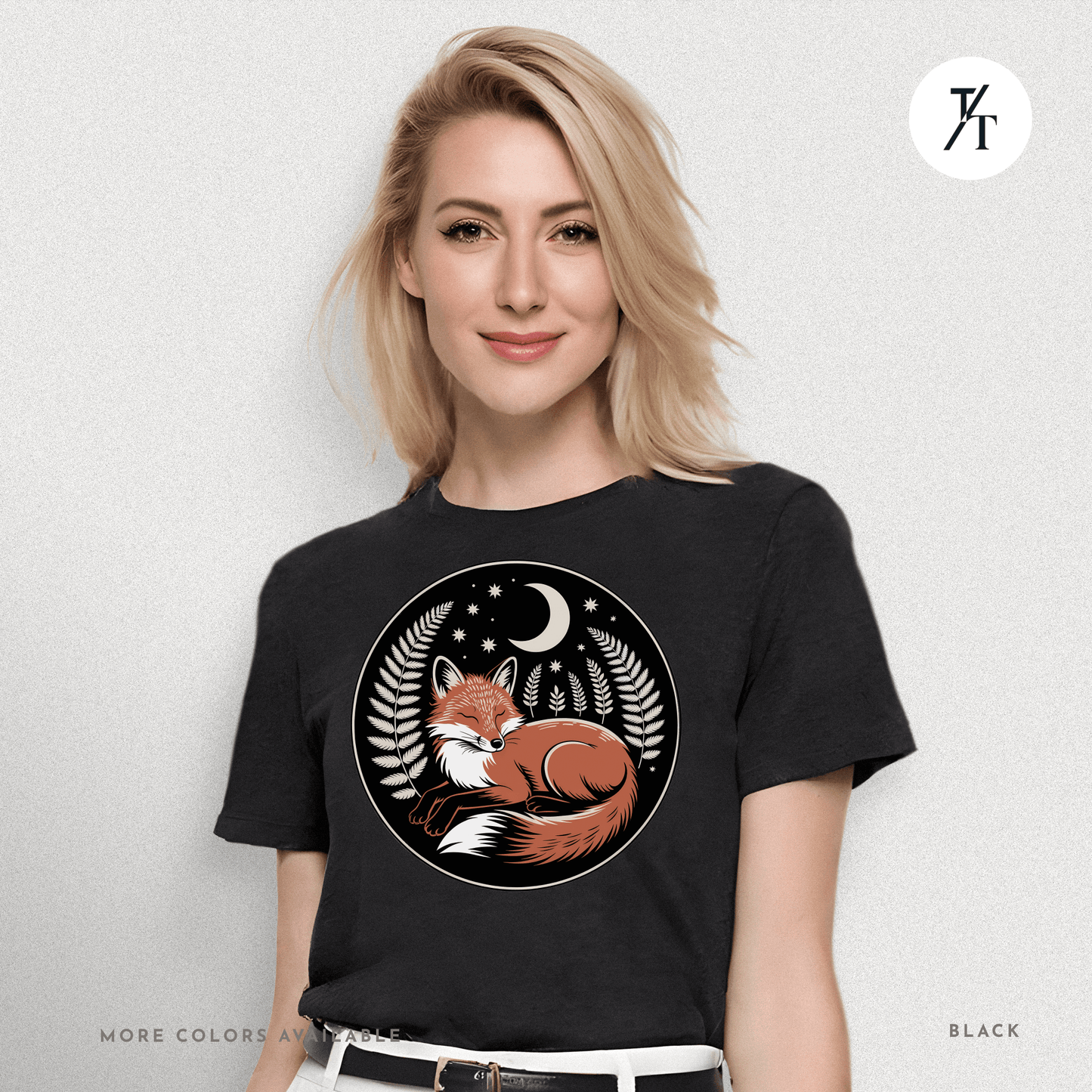 Sleepy Fox Tee – Cozy Woodland Animal Shirt with Nighttime Vibes