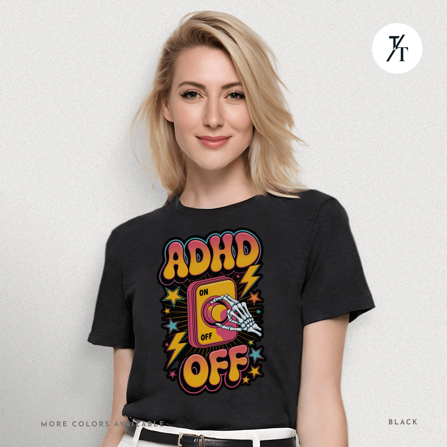 ADHD Off Shirt | Funny Skeleton Focus Switch Tee,  Humorous Skeleton Art t-shirt