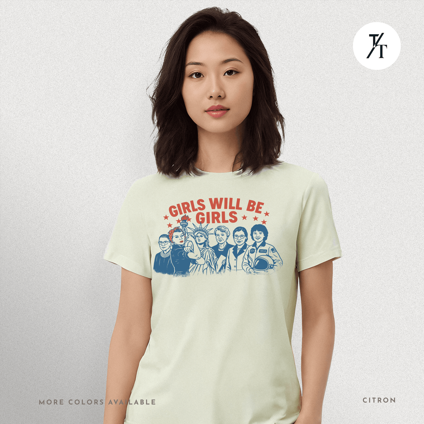 Girls Will Be Girls summer patriotic graphic tee – empowering retro feminist shirt 👊 for the 4th of July