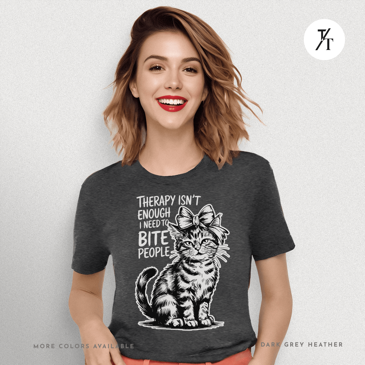 Therapy Cat Tee – I Go to Therapy but I Also Bite Shirt